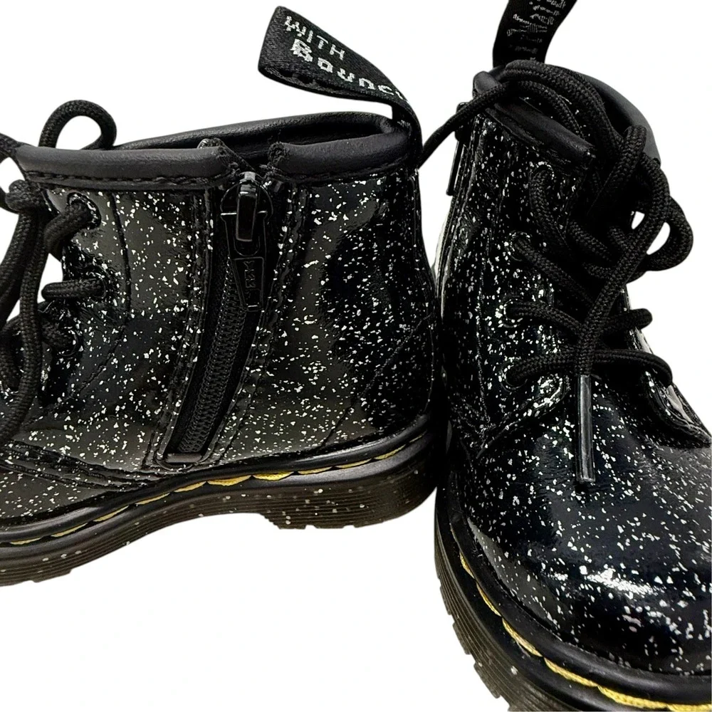 Dr. Martens 1460 Toddler 6 Black Cosmic Glitter Lace Up Zip Combat Boots Grunge